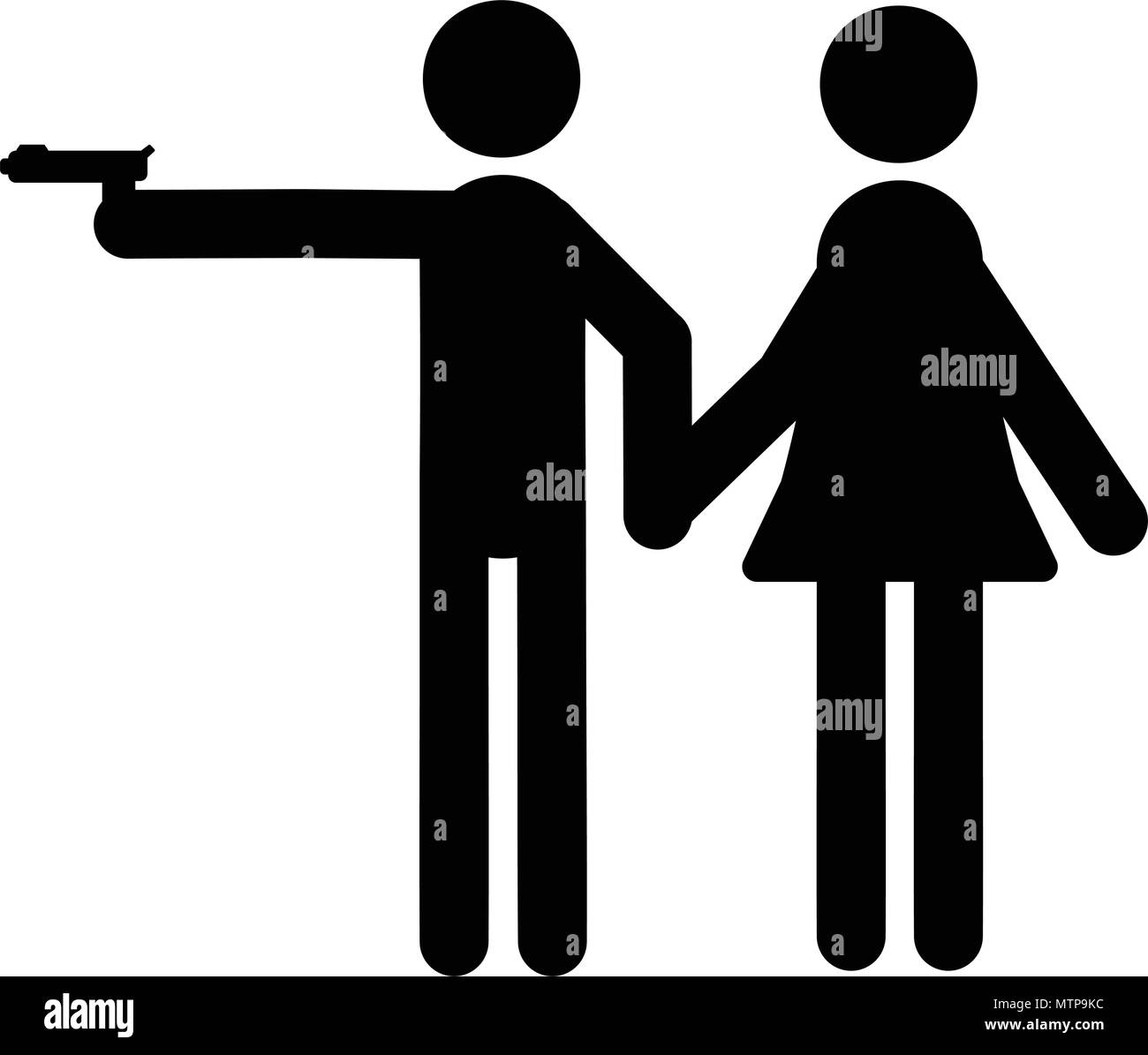 Guy défend la jeune fille, isolé sur fond blanc Illustration de Vecteur