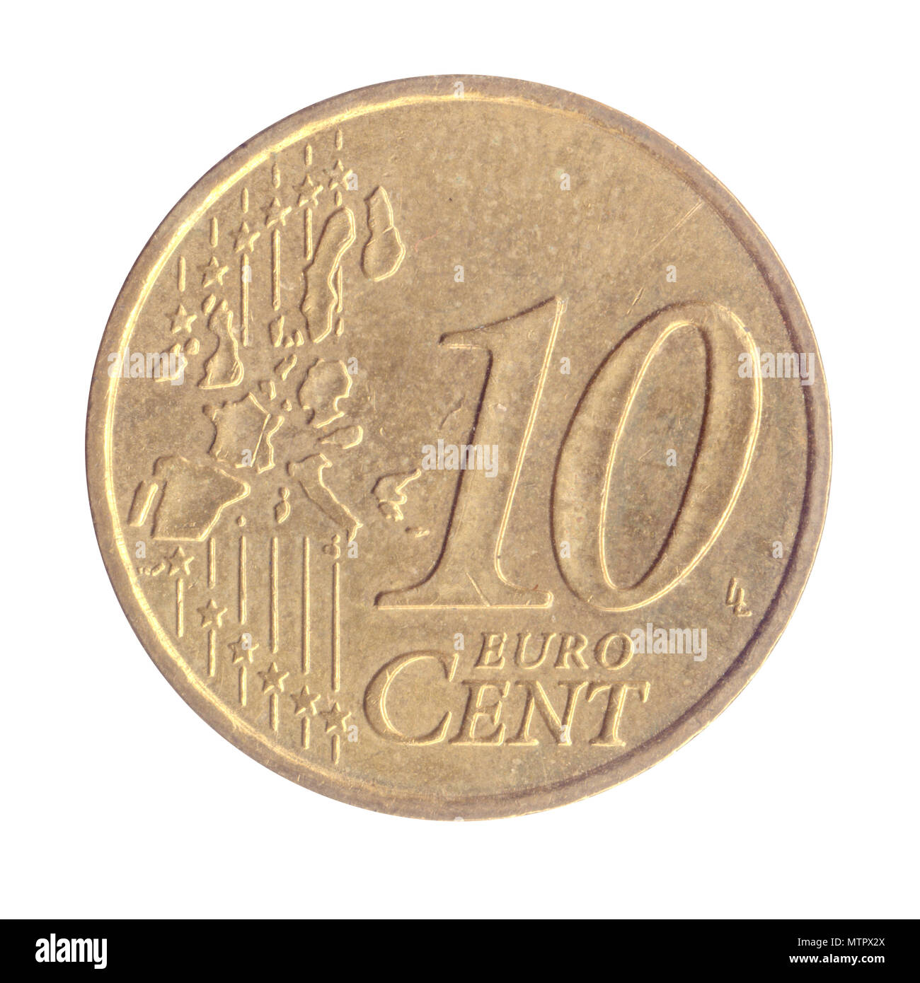 10 centimes d'euro pièce d'or nordique (France) Banque D'Images
