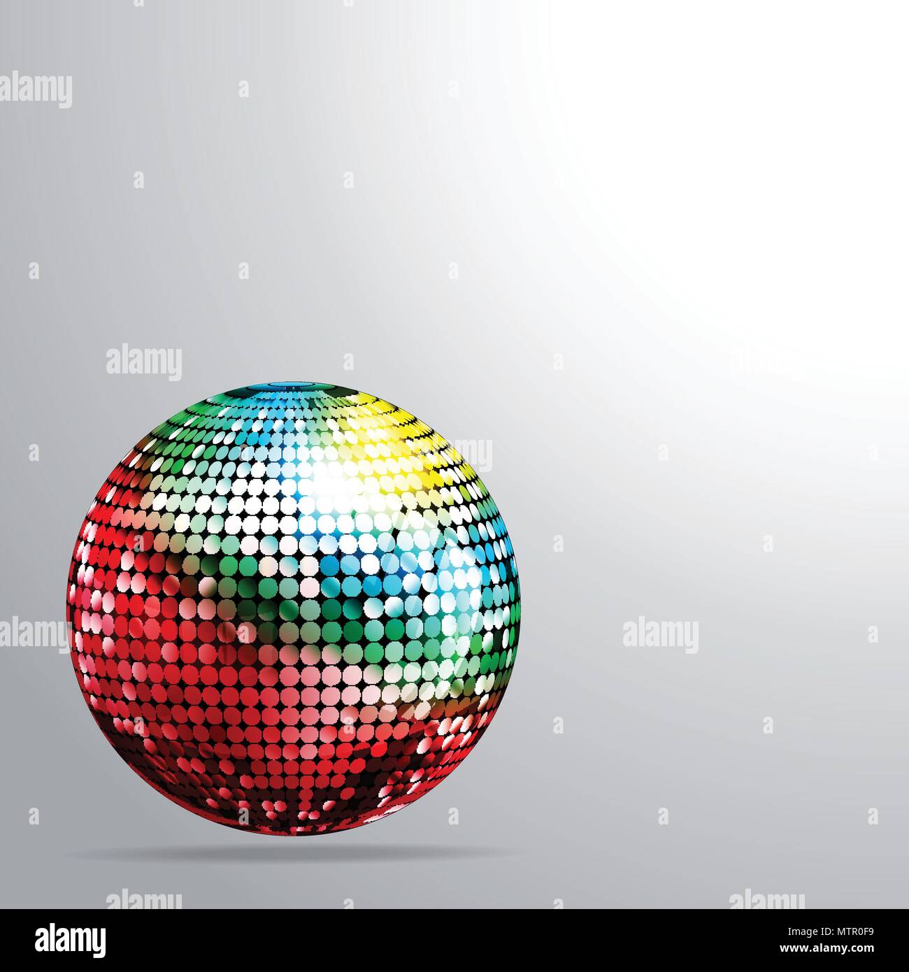 Illustration 3D d'une boule disco multicolore avec ombre sur fond blanc Illustration de Vecteur