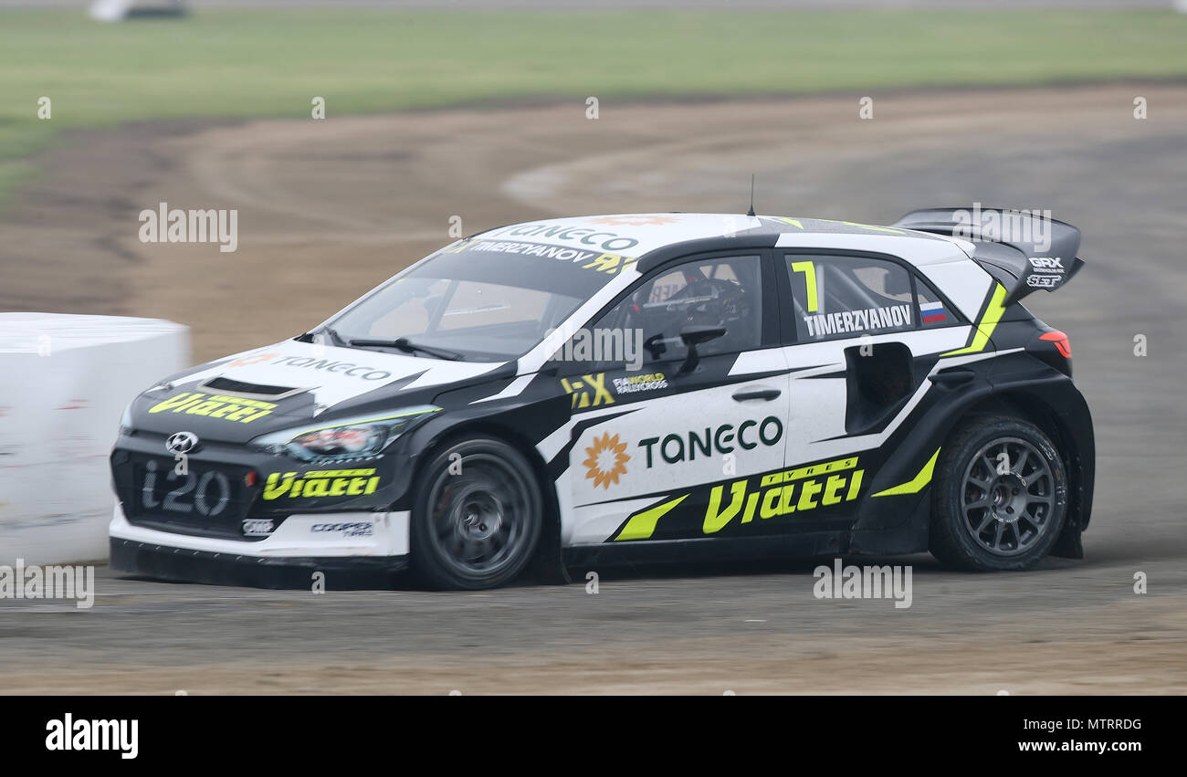Timur Timerzyanov au cours de la deuxième journée du championnat du monde 2018 la course de championnat à Silverstone, Towcester. ASSOCIATION DE PRESSE Photo. Photo date : Samedi 26 Mai, 2018. Voir PA histoire Rallye AUTO. Crédit photo doit se lire : David Davies/PA Wire Banque D'Images