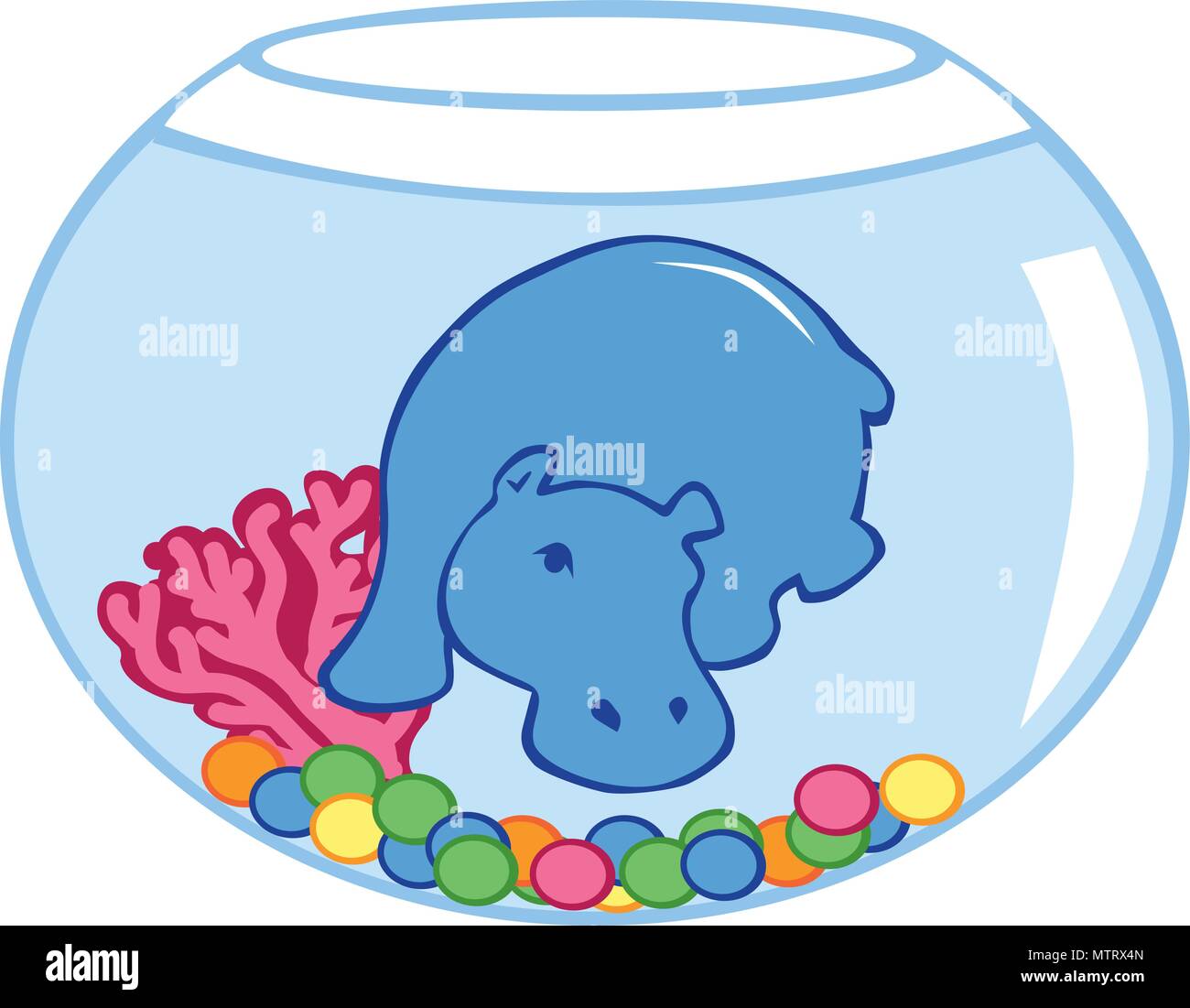 Hippopotame bleu dans un arc de poisson Illustration de Vecteur