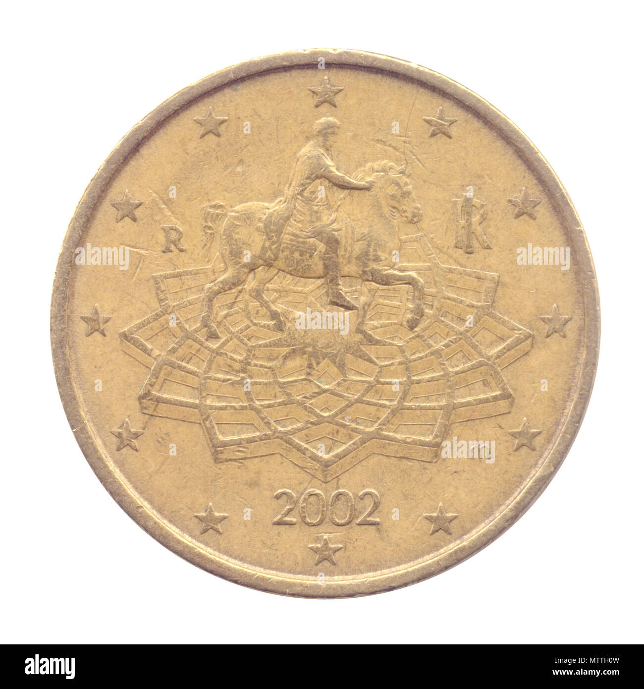 50 centimes d'Euro (un demi-Euro) pièce d'or nordique (Italie) Banque D'Images