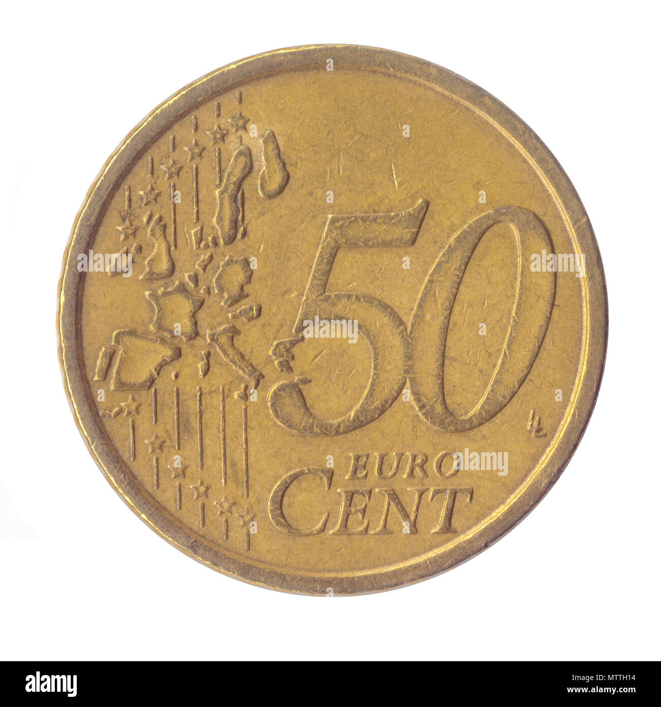 50 centimes d'Euro (un demi-Euro) pièce d'or nordique (Italie) Banque D'Images