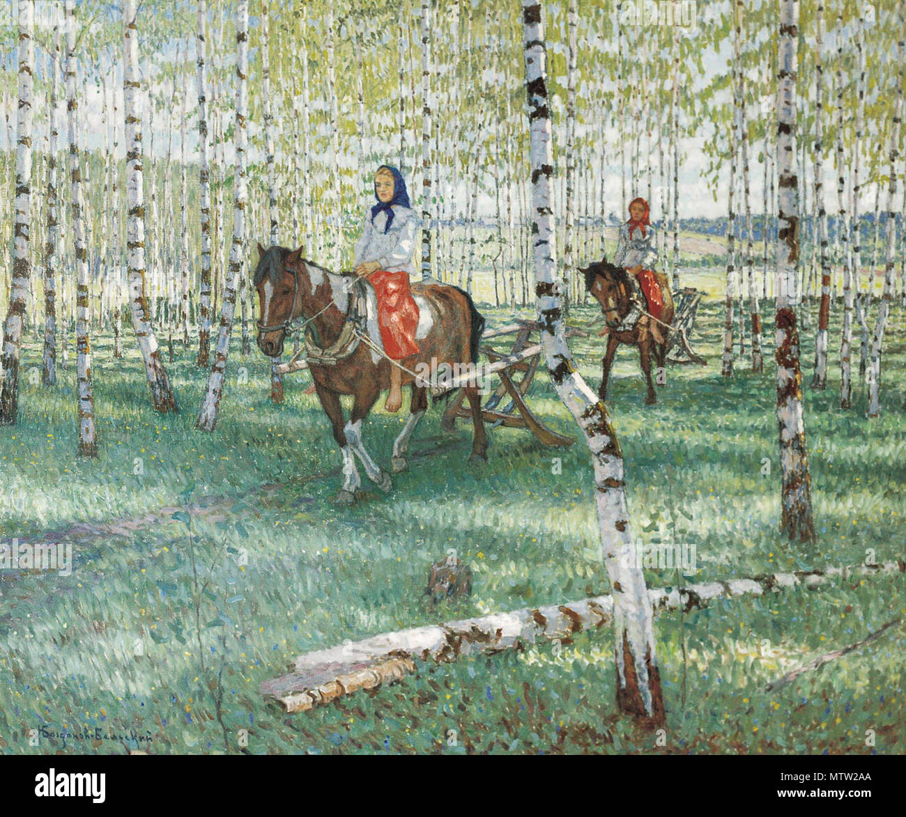 . Русский : Н. П. -Богданов Бельский. На работу. 1921. 1921. -Богданов Бельский, Николай Петрович rabotu-Na 435 1921 Banque D'Images