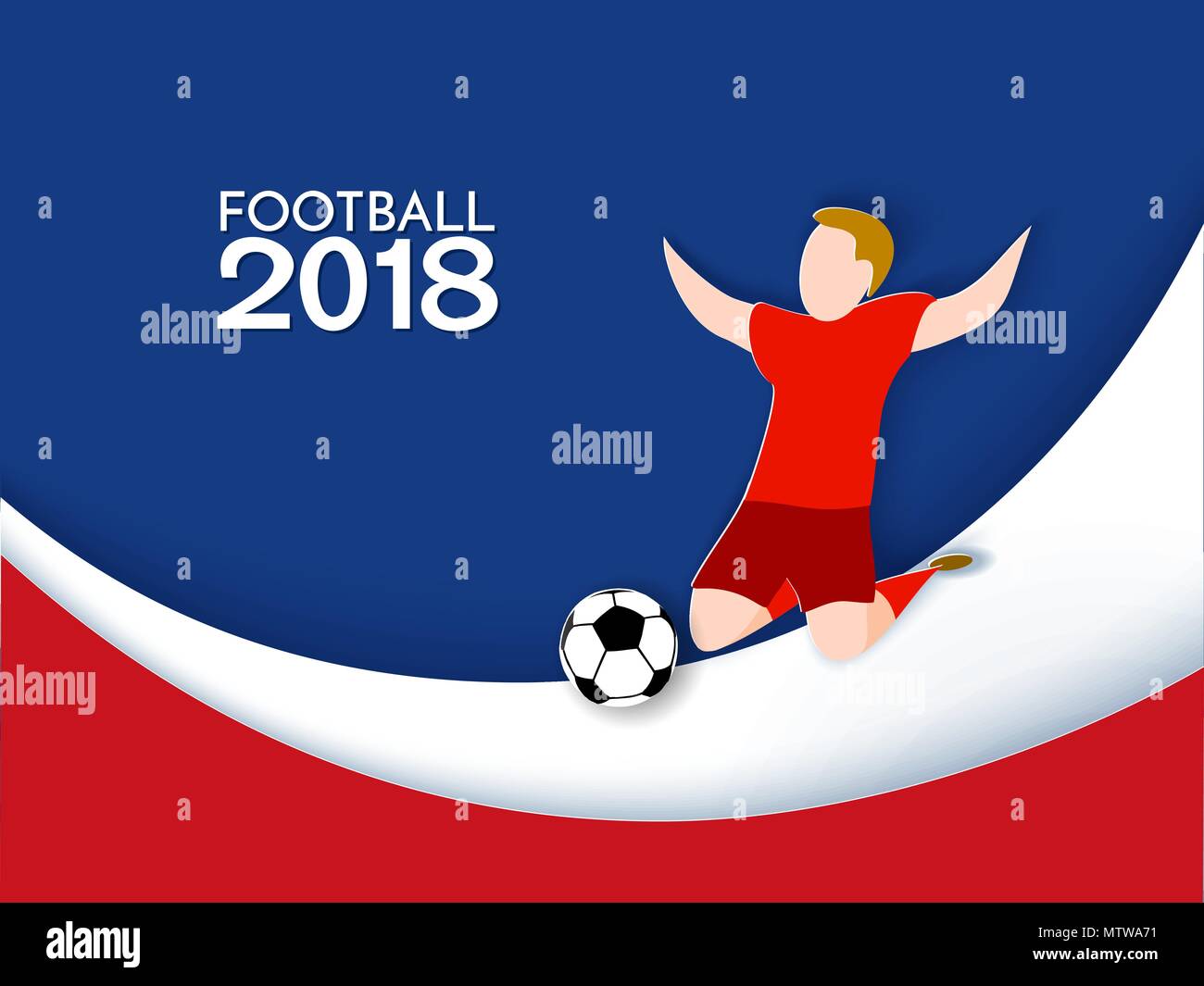 Joueur de football 2018. Modèle de coupe de papier Illustration de Vecteur