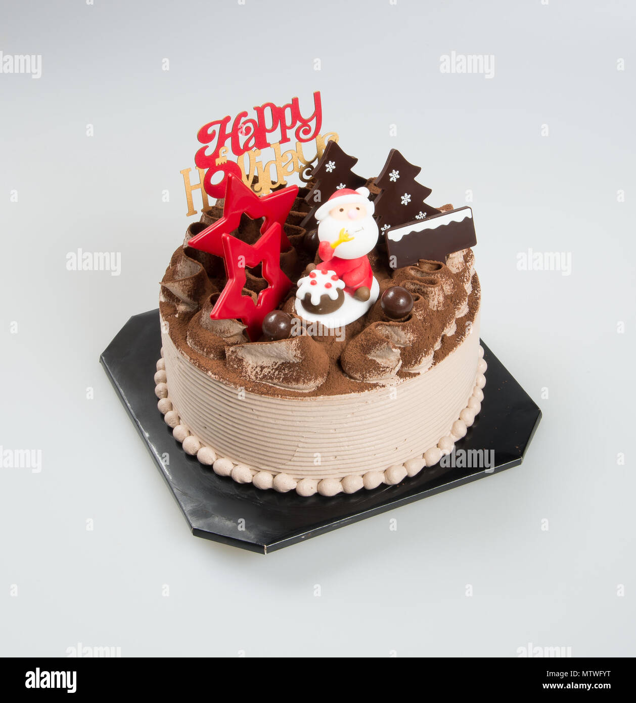 Gateau Ou Gateaux De Noel Avec Le Pere Noel Sur Un Arriere Plan Photo Stock Alamy