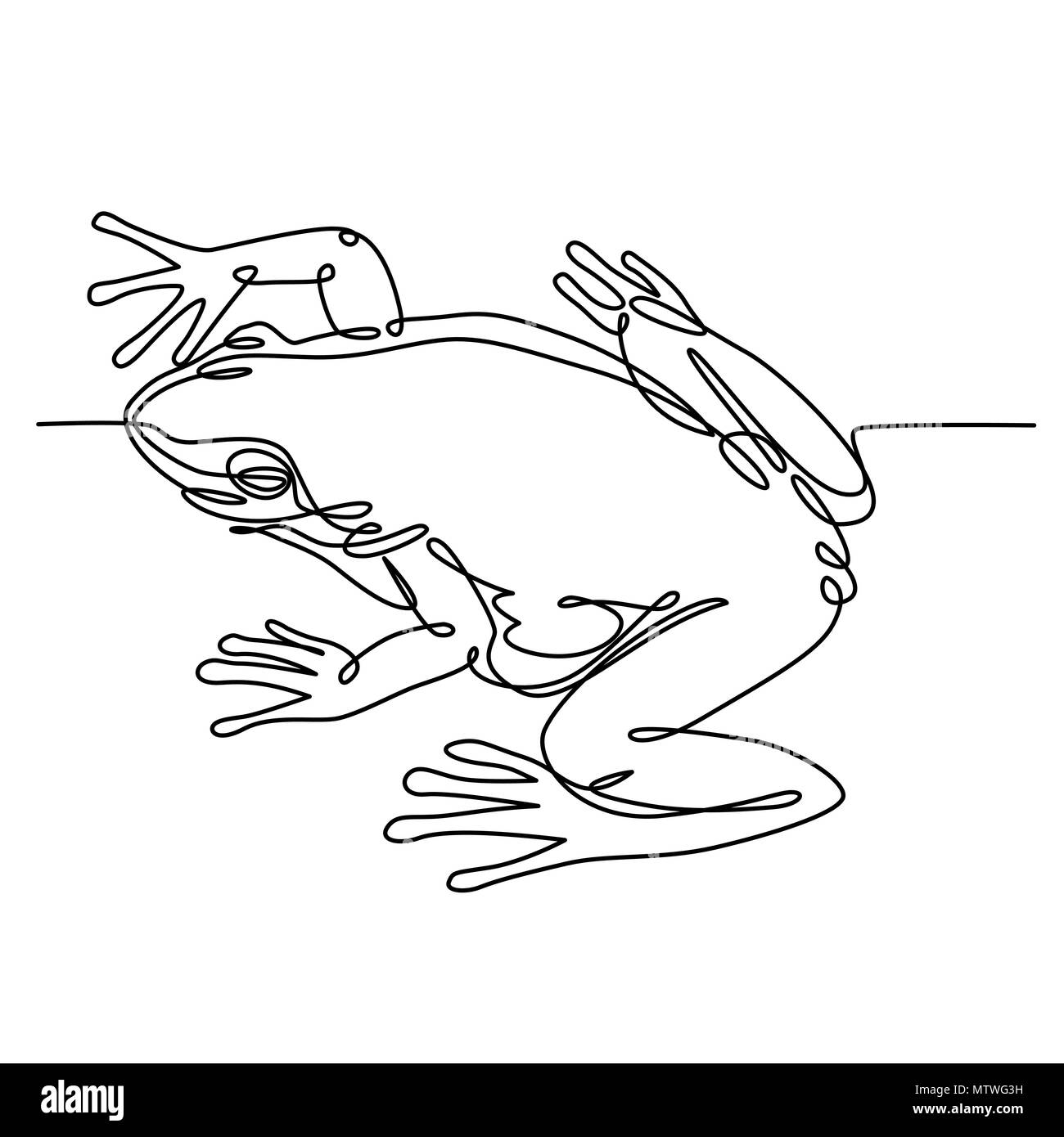 Une grenouille, dessin de ligne une ligne continue le dessin. Vector illustration noir et blanc. Concept de logo, bannière, carte, affiche, flyer Illustration de Vecteur