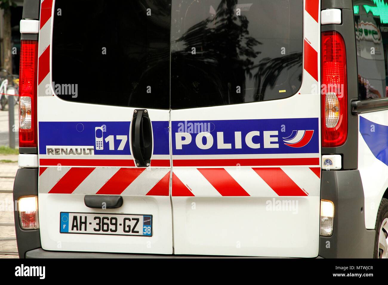 Illustration de la police, les forces de sécurité, la police municipale et une moto, voiture de police, camion de police nationale, biker, les forces de sécurité. Banque D'Images