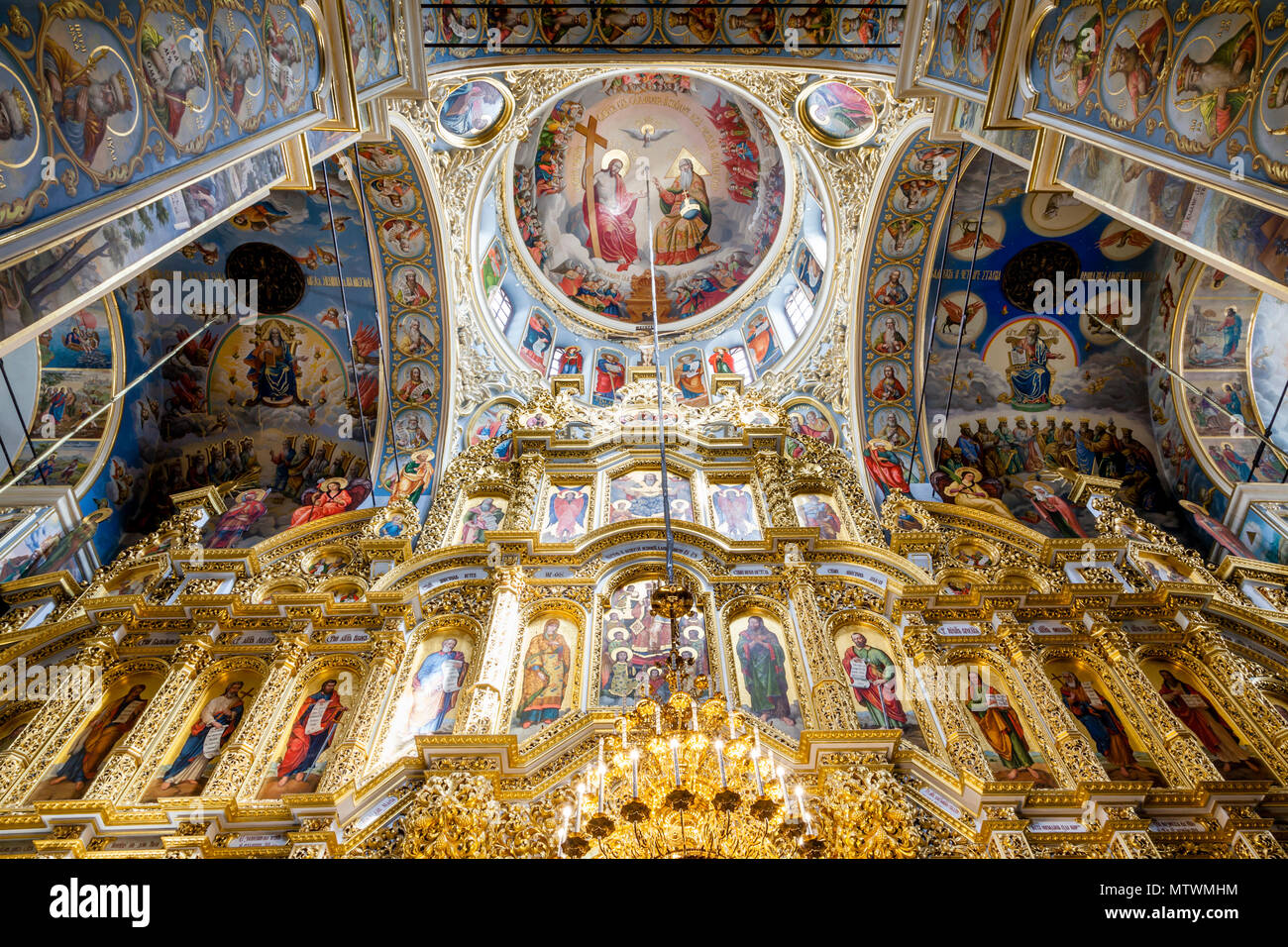 L'intérieur de la cathédrale de la Dormition, la Laure de Petchersk Monastère complexe, Kiev, Ukraine Banque D'Images