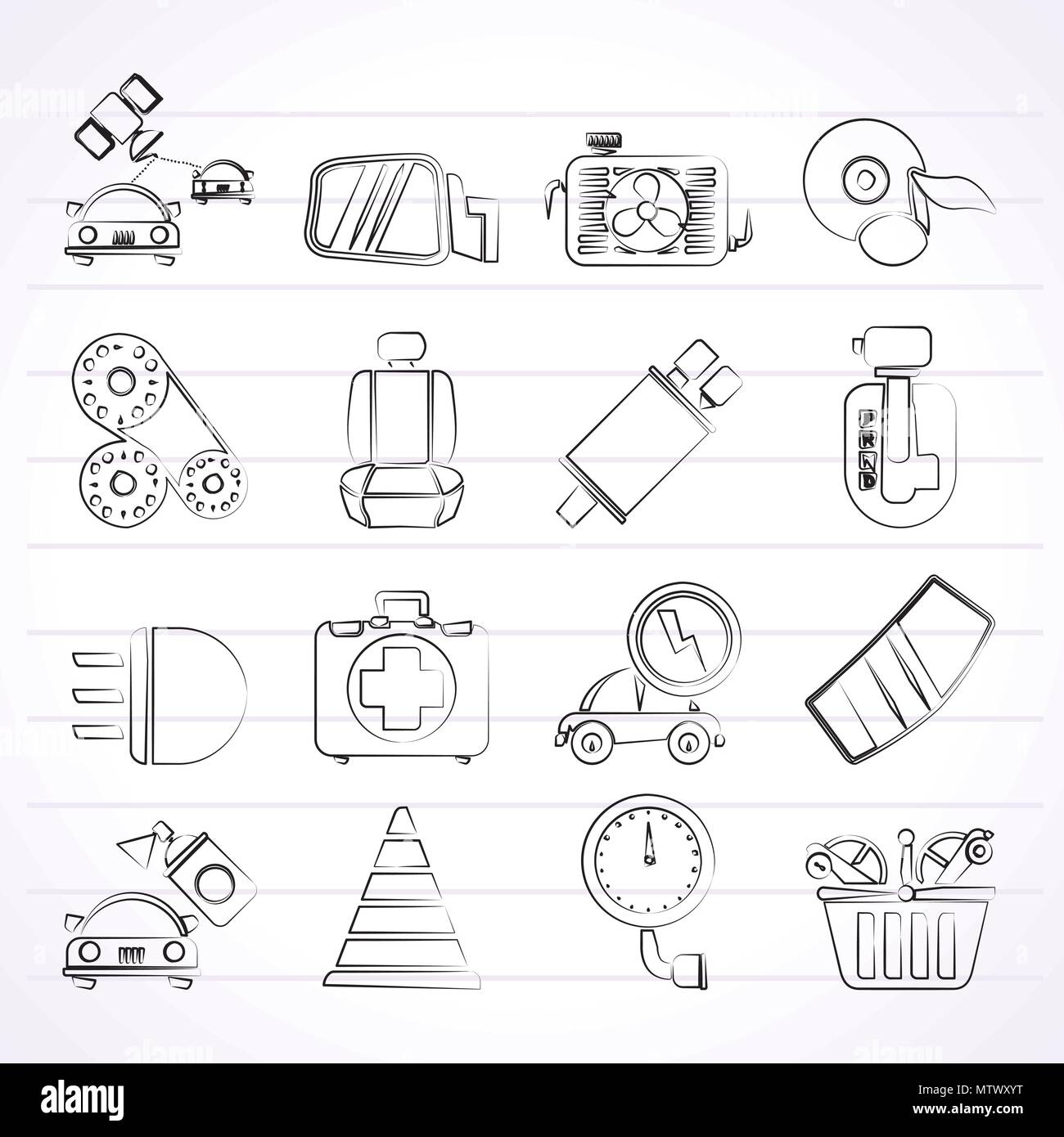 Les pièces automobiles et services icons - vector icon set 3 Illustration de Vecteur