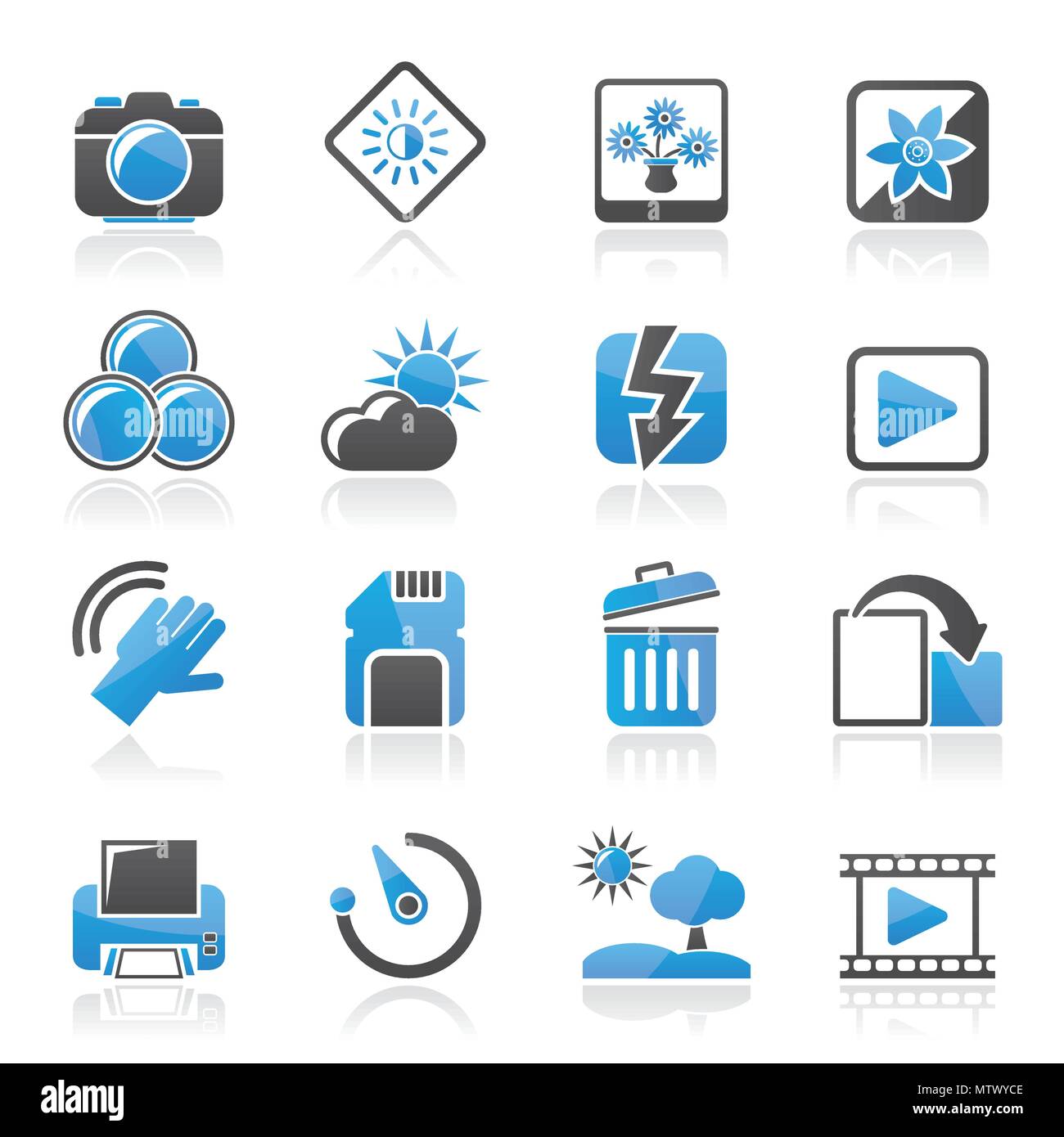 La photographie et les icônes de fonction appareil photo - vector icon set Illustration de Vecteur