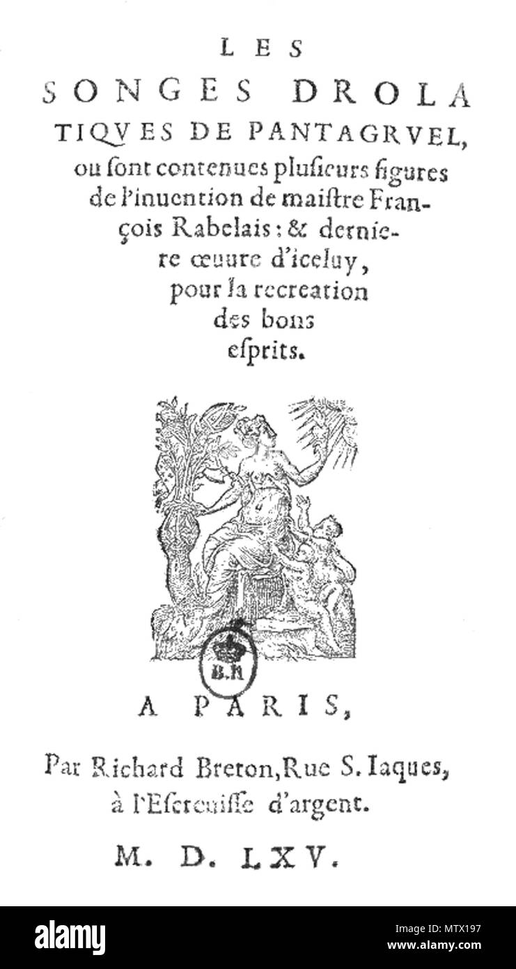 462 La page de titre des Songes pantagruéliques-restauré Banque D'Images