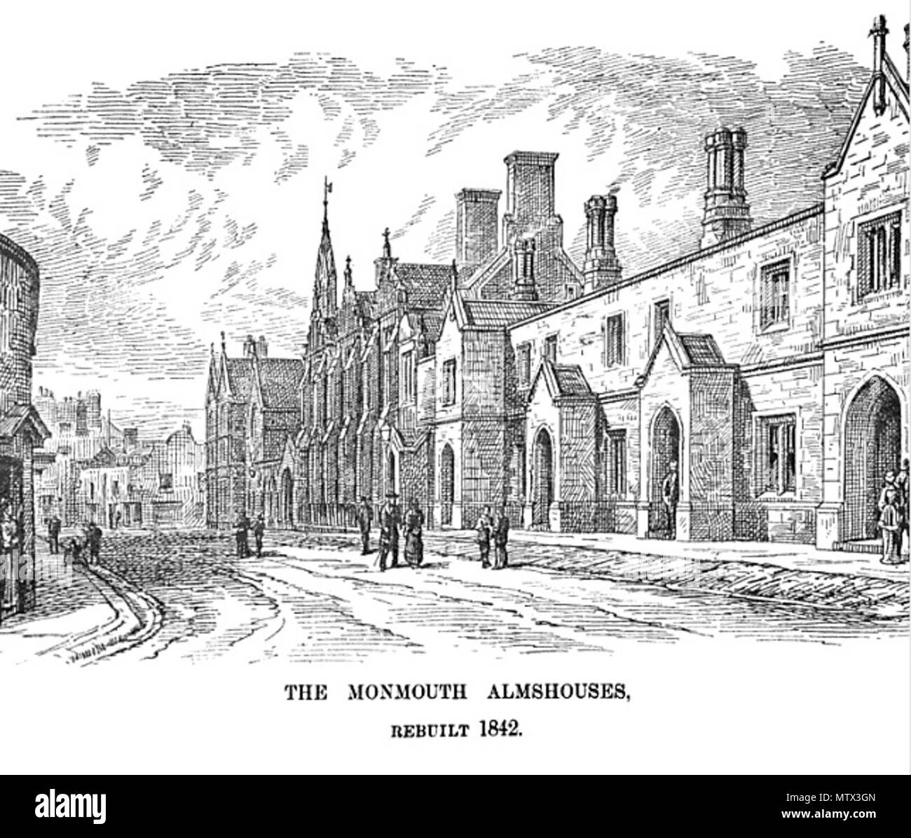 . Anglais : Monmouth Alms Maisons, reconstruite en 1842. 19 avril 2012. Artiste inconnu 422 Monmouth Alms Maisons 1 Banque D'Images