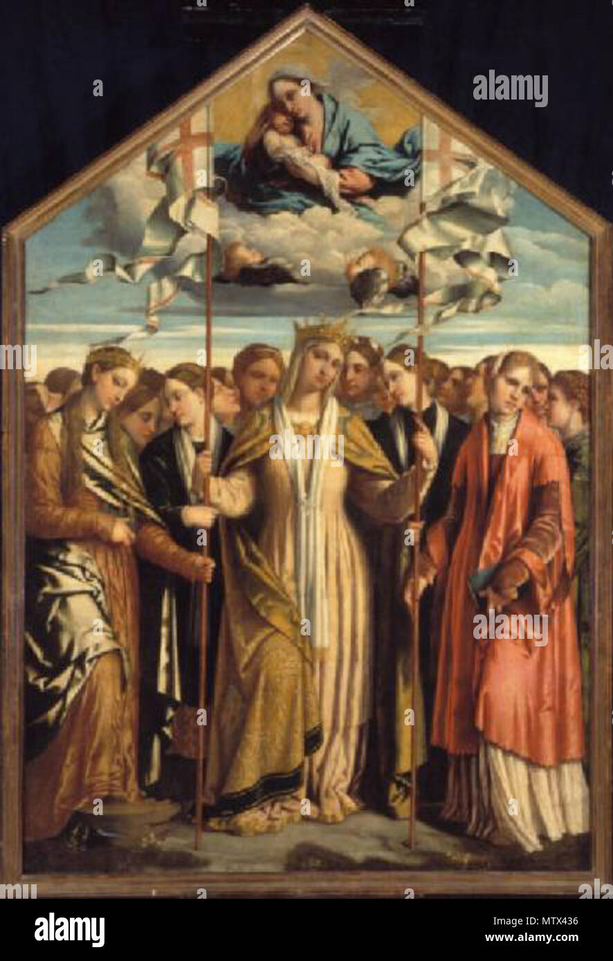 . Italiano : Moretto da Brescia, Sant'Orsola e le compagne. Pinacoteca del Castello Sforzesco, Milan. . 16ème siècle. voir le nom du fichier ou de la catégorie 424 Moretto, Sant'orsola e le compagne Banque D'Images