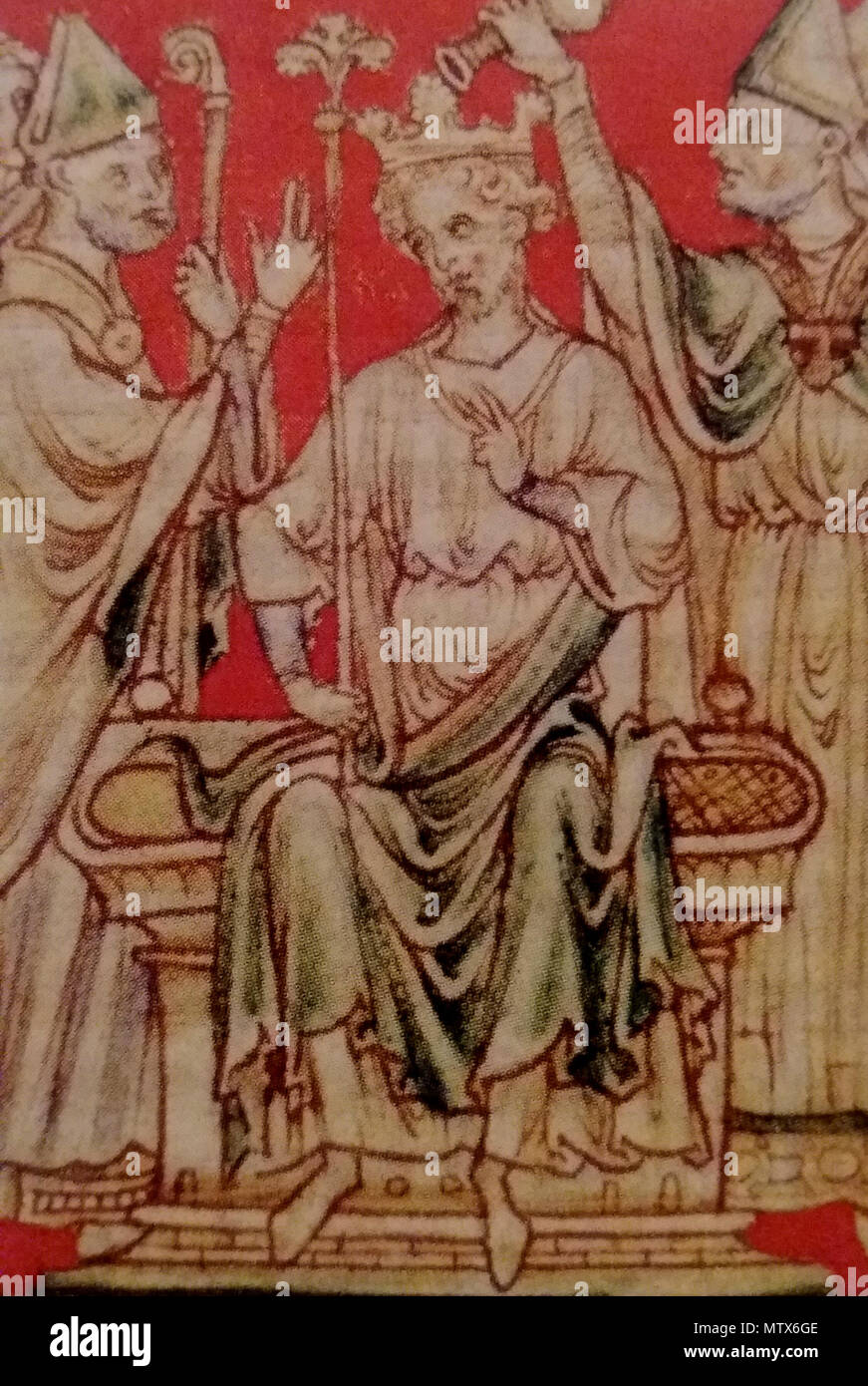 . Anglais : une représentation de Richard Coeur de Lion 'je' à partir d'un manuscrit du 13e siècle, qui avait peut-être aussi une représentation de Guillaume le Conquérant par Henry II dans le manuscrit. 1er janvier 1300. Auteurs inconnus 520 Richard I 13ème siècle manuscrit Banque D'Images