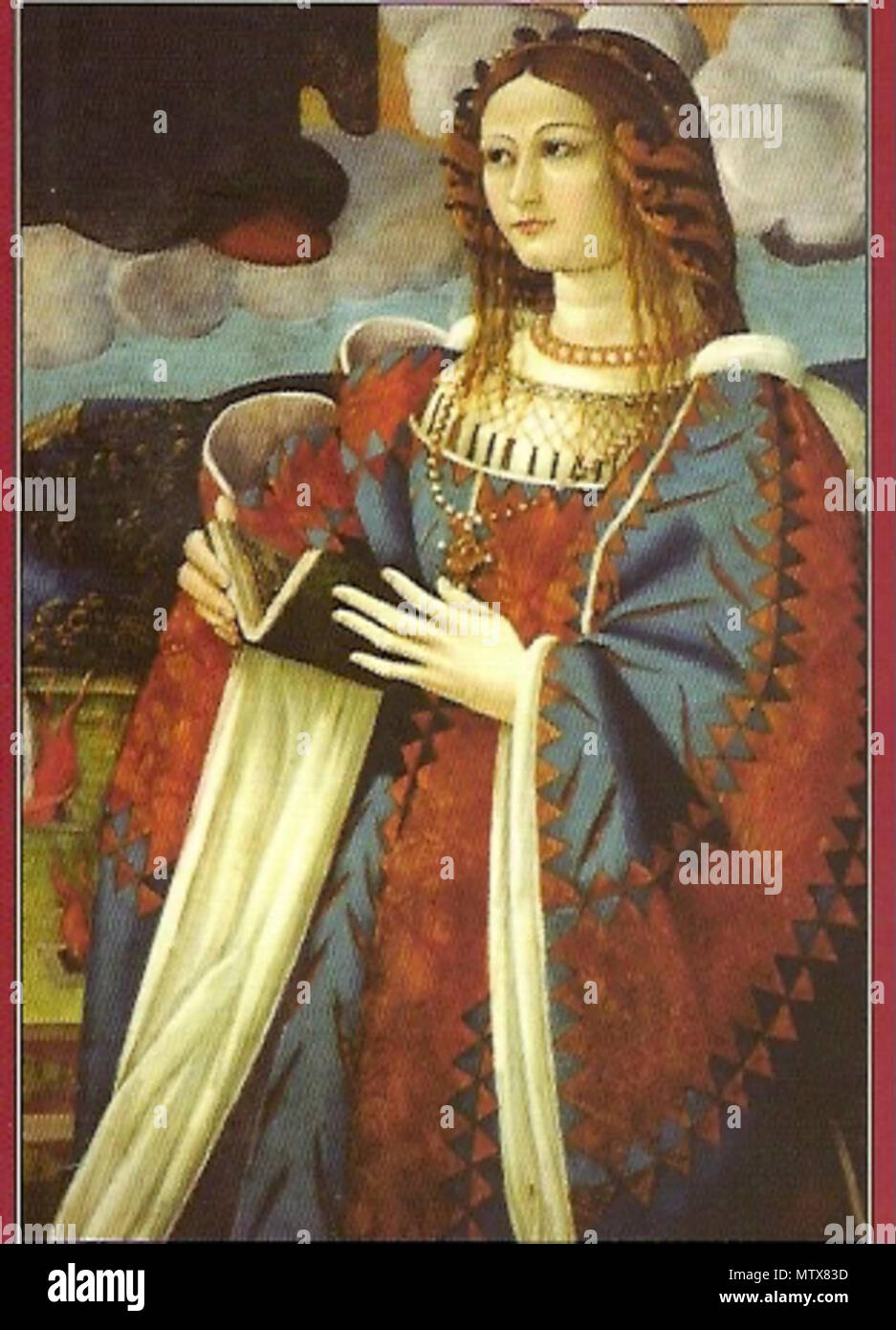 . Portrait d'une femme (Vittoria Colonna). La Vierge de la Charité, artiste napolitain anonyme, Sant'Antonio di Padova, Ischia (d'un côté ce portrait idéalisé de Colonna, et sur l'autre un portrait idéalisé de Costanza d'Avalos, en tant que donateurs) . 15e siècle. L'artiste napolitain anonyme 386 Madonna de la Charité Ischia 001 Banque D'Images . Portrait d'une femme (Vittoria Colonna). La Vierge de la Charité, artiste napolitain anonyme, Sant'Antonio di Padova, Ischia (d'un côté ce portrait idéalisé de Colonna, et sur l'autre un portrait idéalisé de Costanza d'Avalos, en tant que donateurs) . 15e siècle. L'artiste napolitain anonyme 386 Madonna de la Charité Ischia 001 Banque D'Images