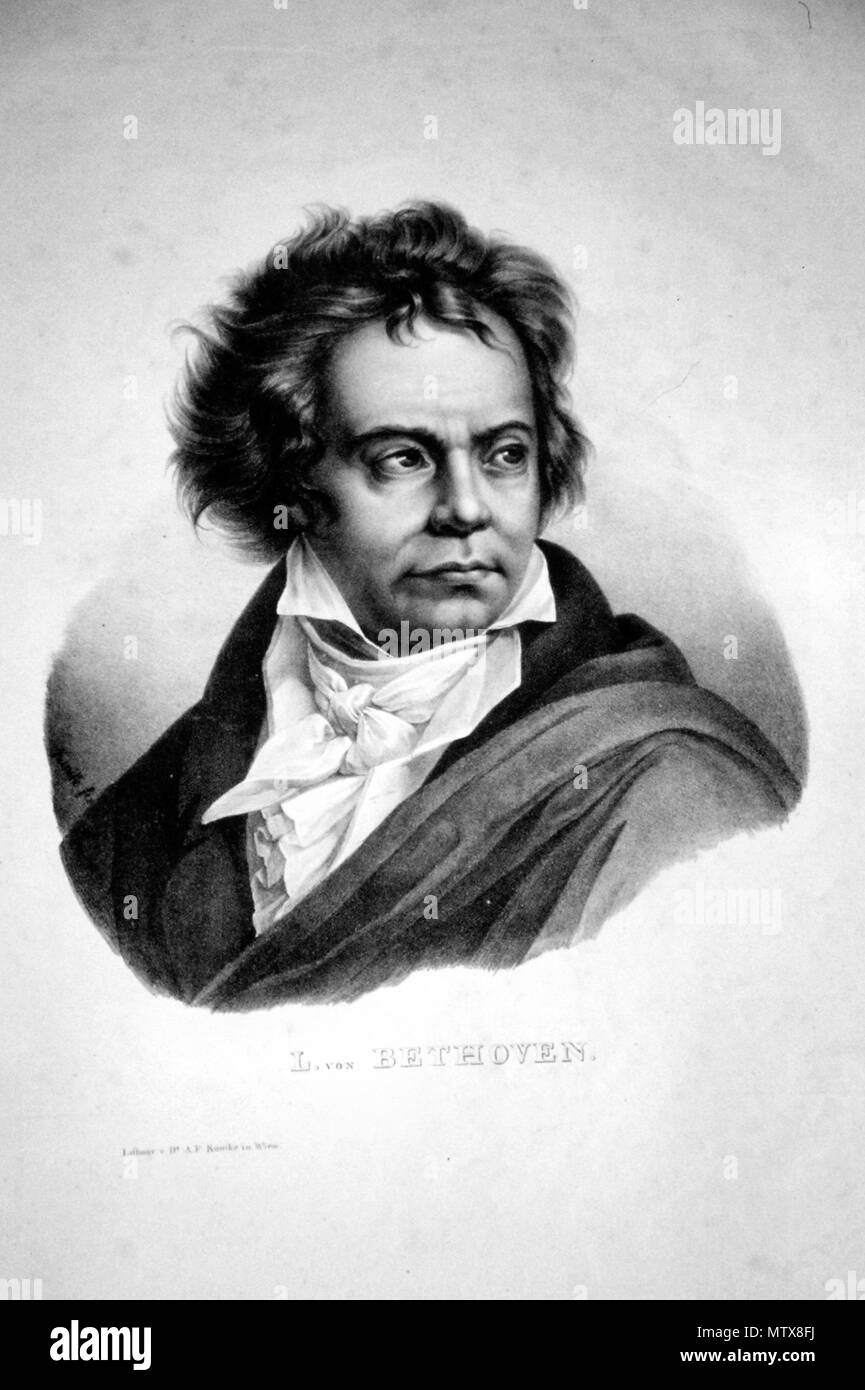 . Deutsch : Ludwig van Beethoven (1770-1827), pianiste österreichischer Komponist und deutscher Abstammung. Lithographie von Adolf Kunike, um 1820 . vers 1820. Adolf Kunike (1777-1838) ; Peter Foto 78 Geymayer Litho 02 Beethoven Kunike Banque D'Images