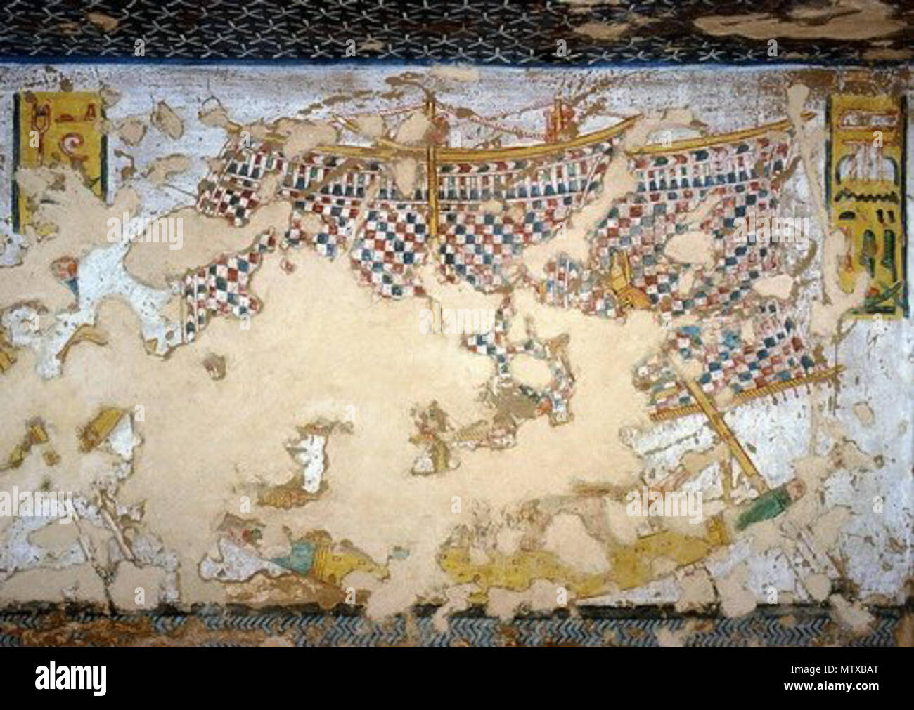 . Anglais : Bateau à voile sur le pélerinage à Abydos. Scène de la tombe de Ramsès III. (KV11) . Nouveau Royaume, Dynasty 20, Ramsès III. Inconnu 536 Bateau à voile en pèlerinage (KV11) Banque D'Images