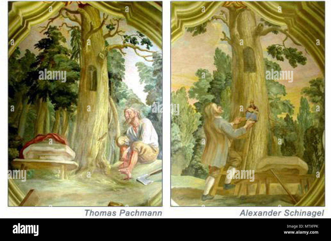 . Une représentation de l'histoire de Thomas Pachmann et Alexander Schlinagel aux murs de la basilique de Maria Taferl Schinnagel 546 Banque D'Images