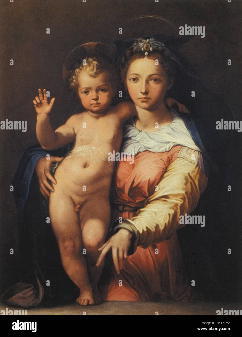 . Madonna col bambino, olio su tela, Roma, Palazzo Montecitorio . 16e siècle. sv:Perino del Vaga 476 Perino Banque D'Images