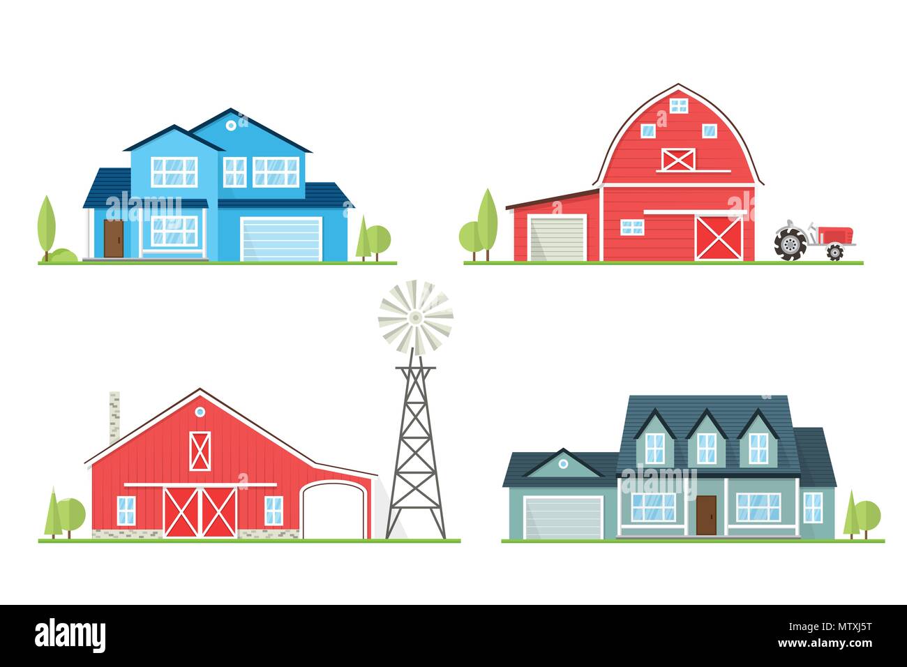 L'icône vecteur télévision american suburban house et old farm. Pour la conception web et l'interface d'application, aussi utile pour l'infographie. Ferme familiale et maison i Illustration de Vecteur