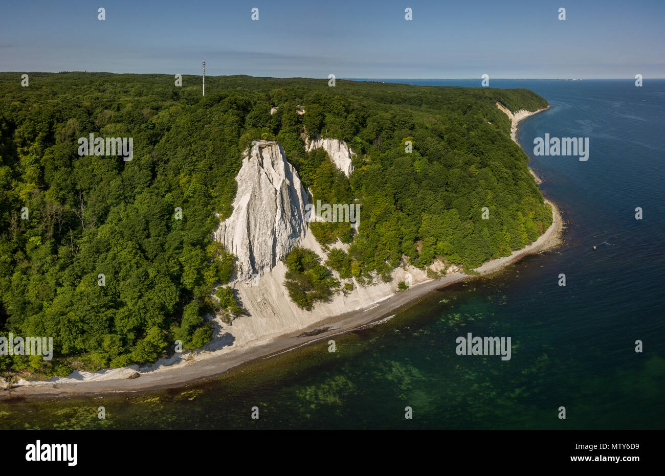 L'Koenigsstuhl ou rois Président, le plus connu de craie dans le Parc National de Jasmund Banque D'Images