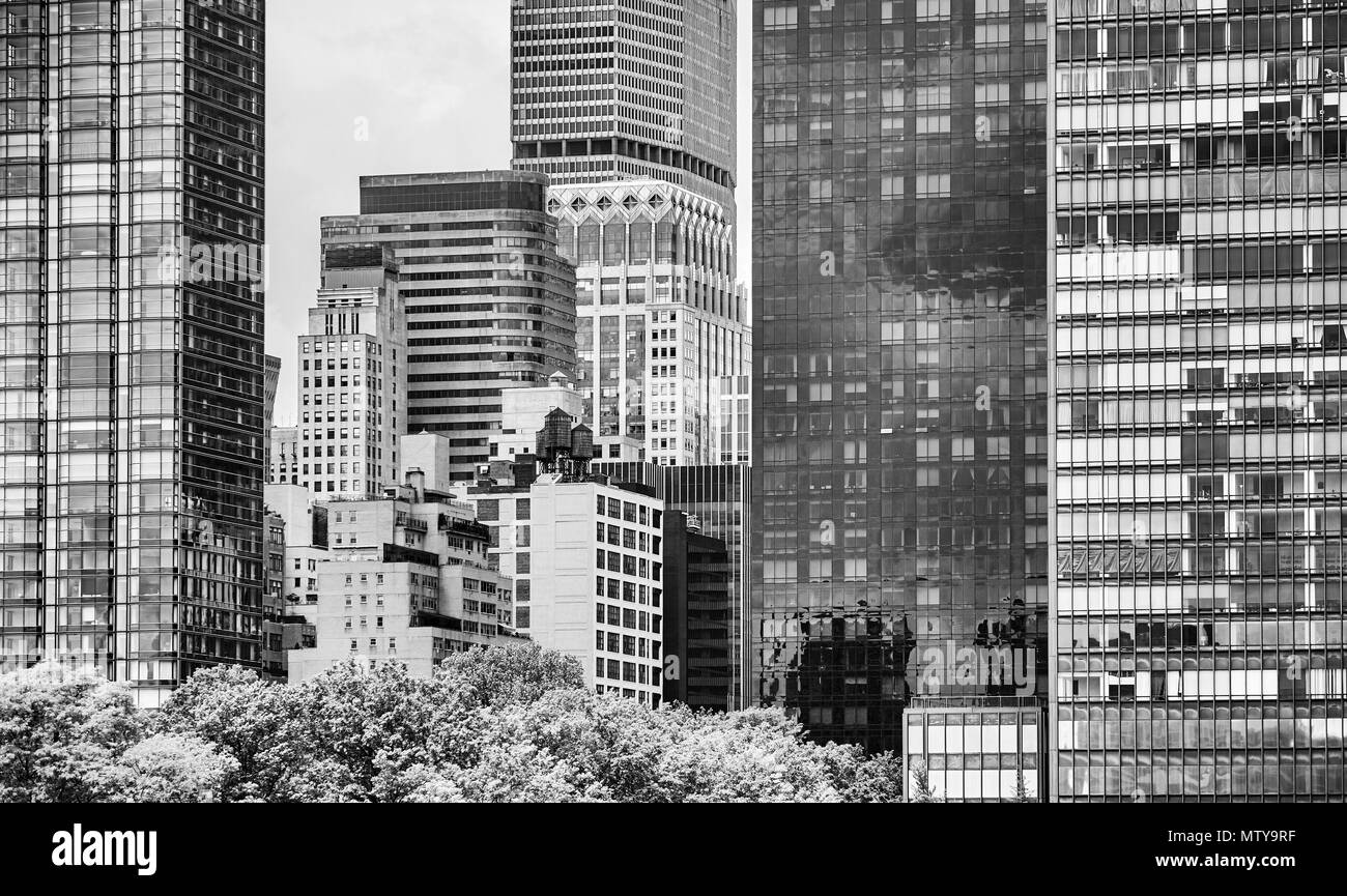 Photo noir et blanc de l'architecture de Manhattan, Etats-Unis. Banque D'Images