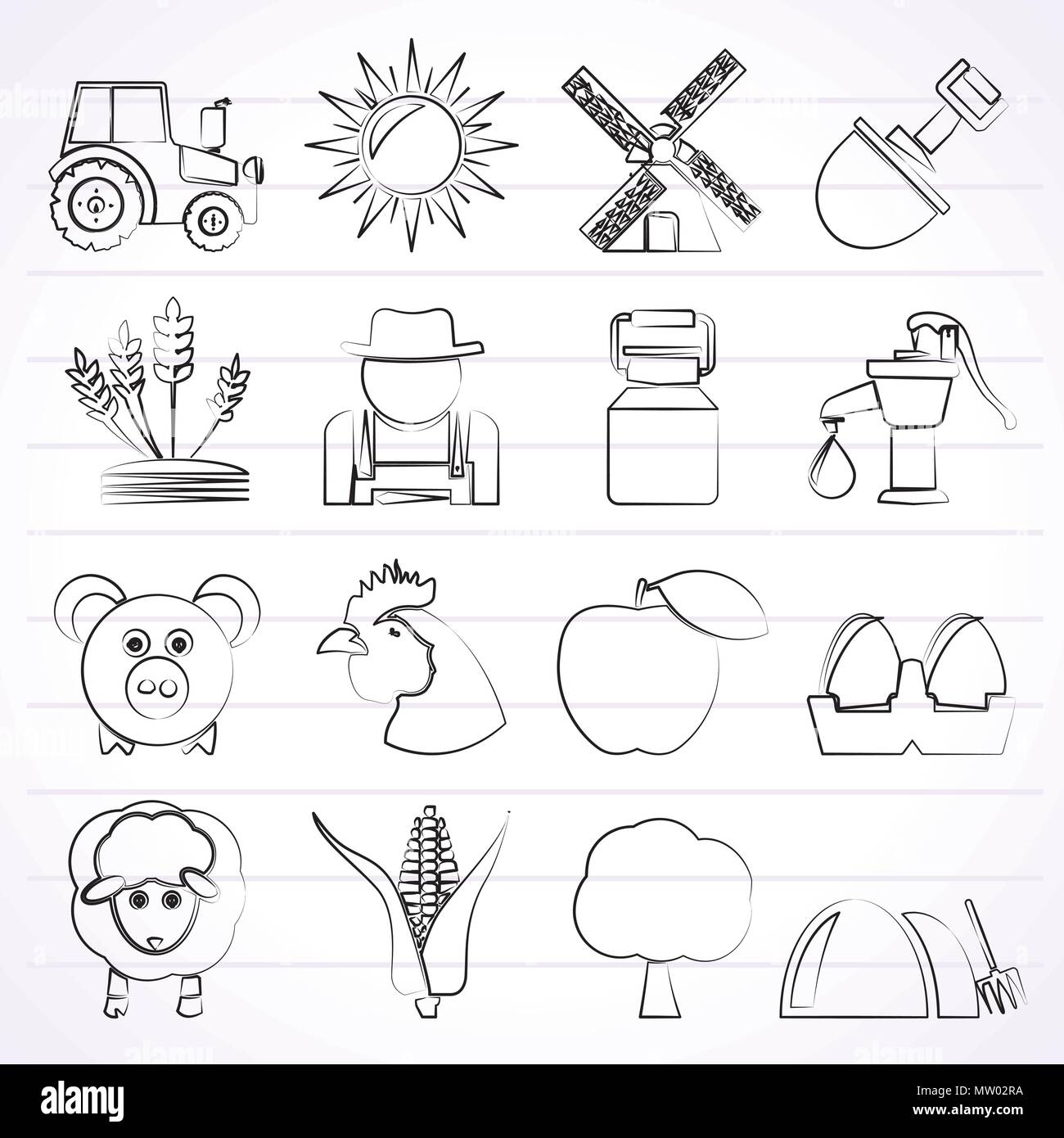 L'agriculture et l'élevage icônes - vector icon set Illustration de Vecteur