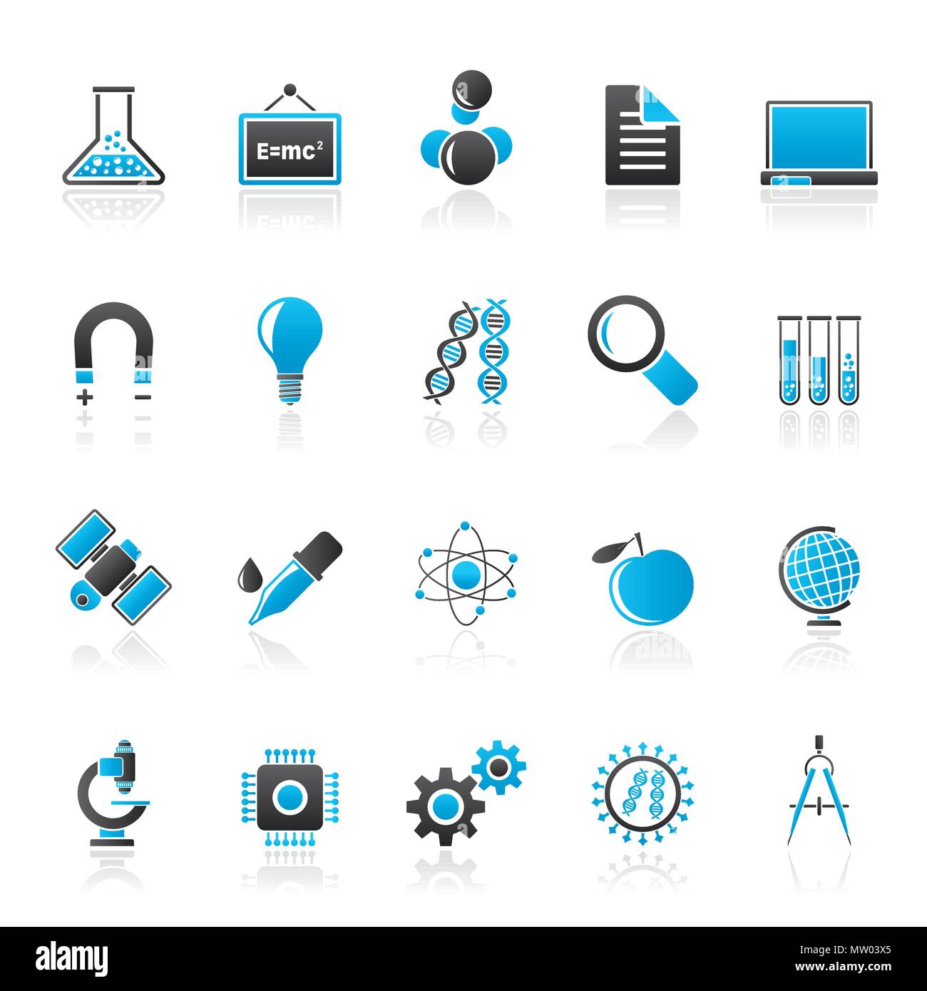 La science, de la recherche et de l'éducation - Icônes Vector Icon Set Illustration de Vecteur