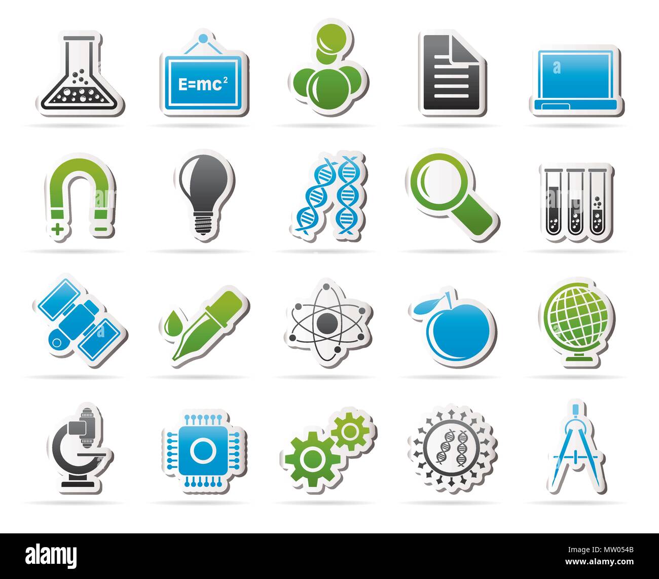 La science, de la recherche et de l'éducation - Icônes Vector Icon Set Illustration de Vecteur