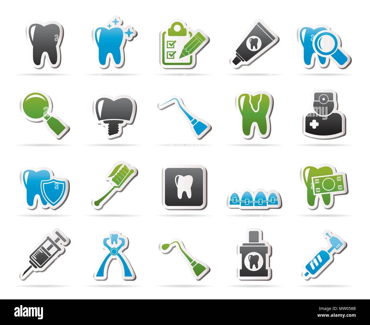 Médecine dentaire Outils et icônes - Vector Icon Set Illustration de Vecteur