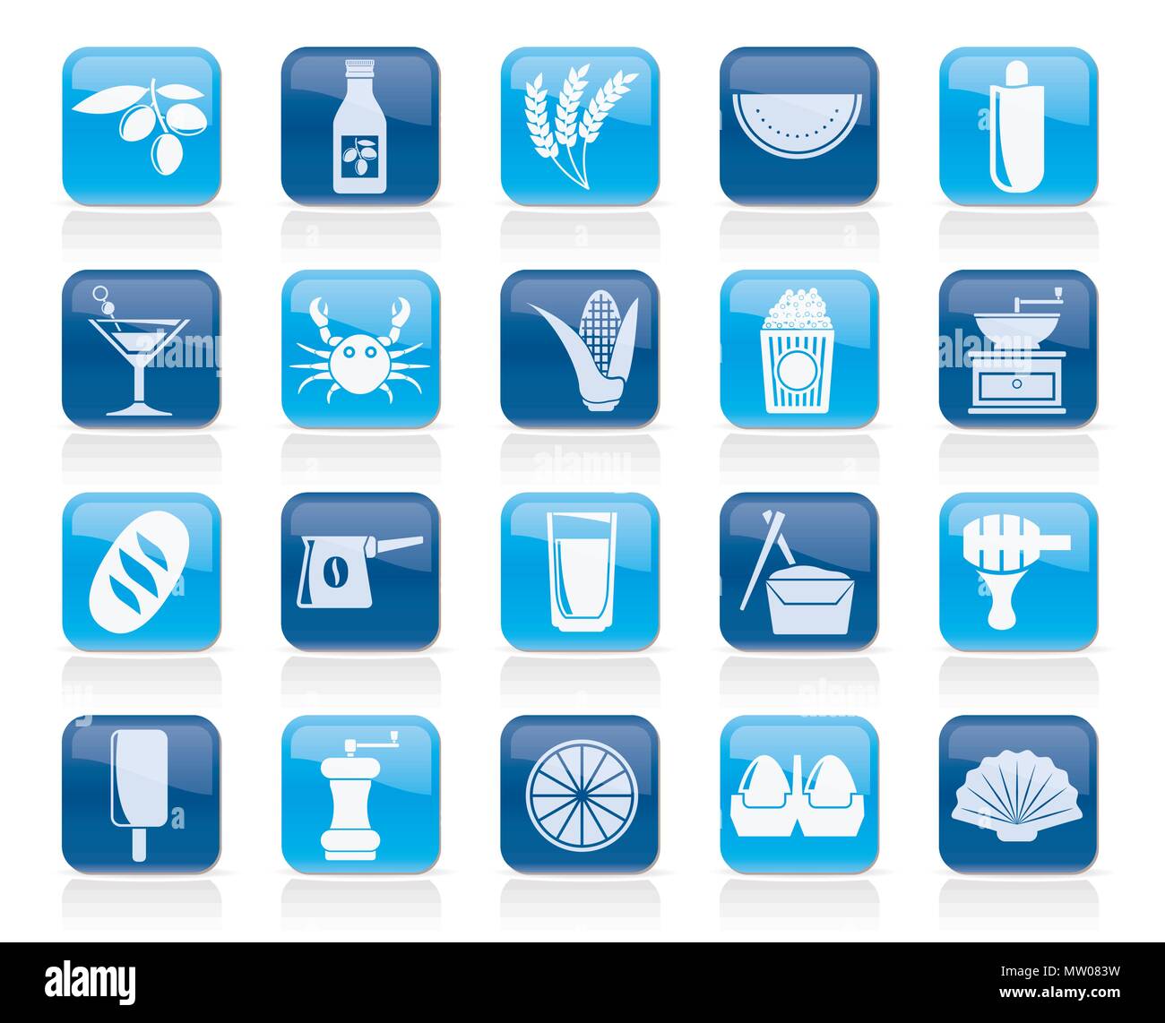 Différents types d'aliments et de boissons icônes 3 - vector icon set Illustration de Vecteur