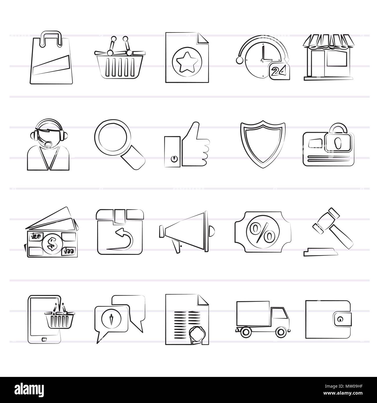 E-commerce et shopping icônes - vector icon set Illustration de Vecteur
