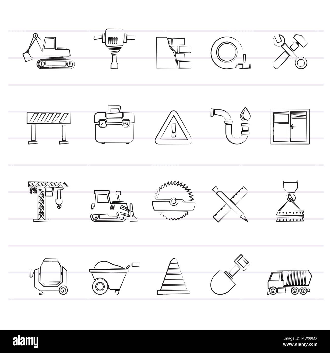 Icônes du bâtiment et de la construction - vector icon set Illustration de Vecteur