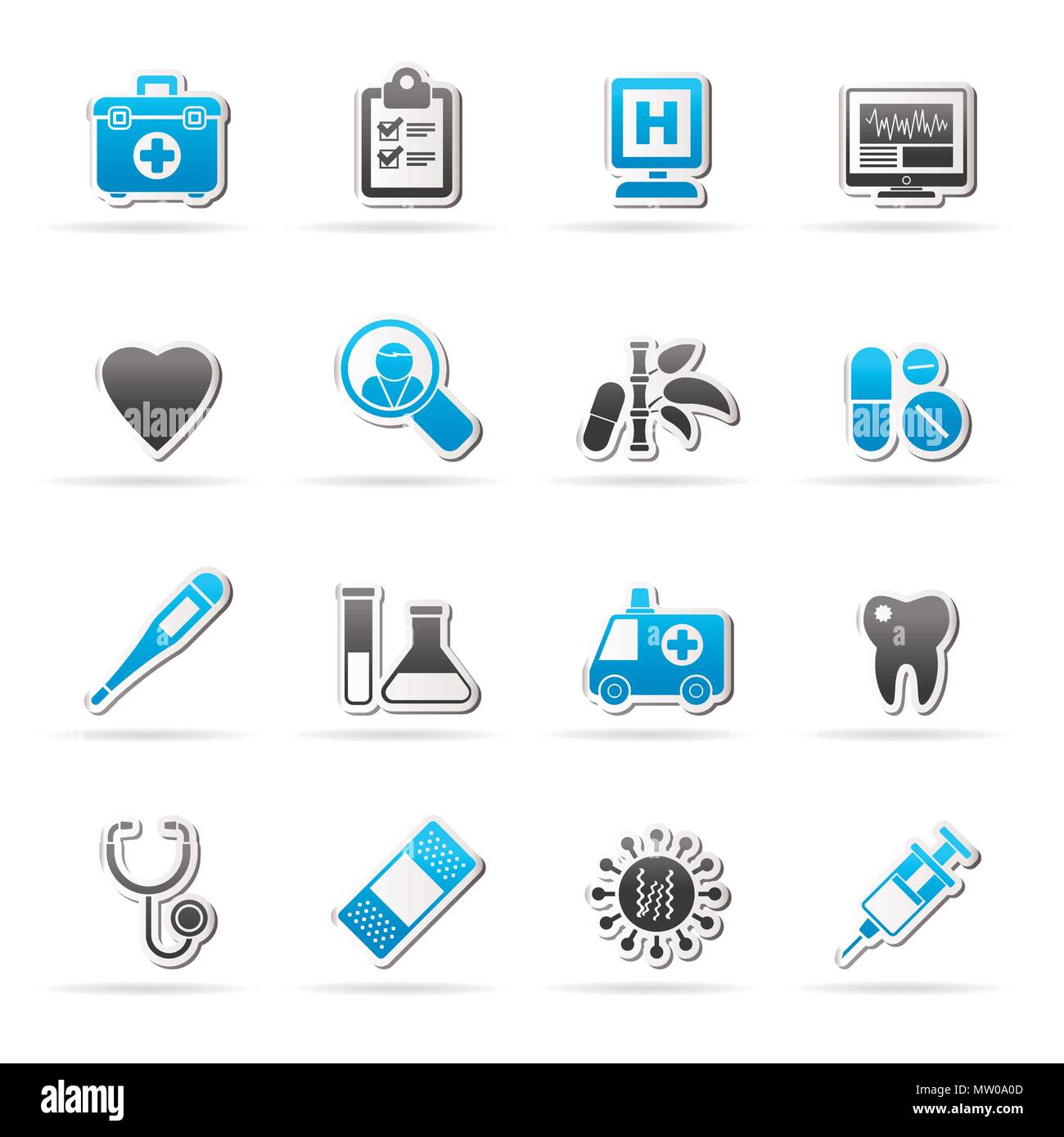 Soins hospitaliers, médicaux et de soins de santé - icônes vector icon set Illustration de Vecteur