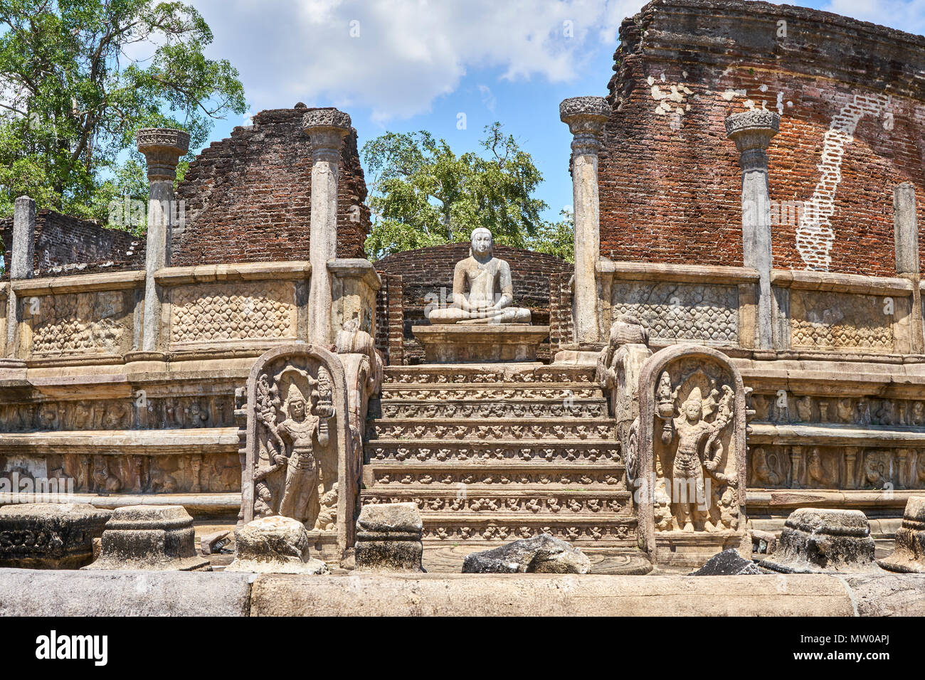 L'ancienne Vatadage à Polonnaruwa, Sri Lanka Banque D'Images