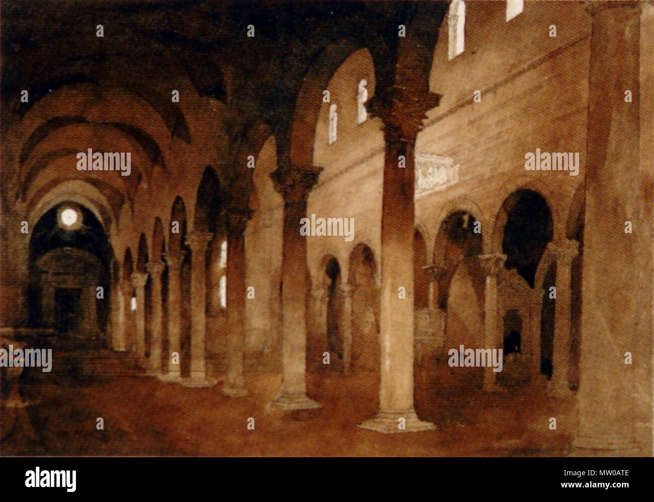 . L'intérieur de San Frediano, Lucca. Crayon, encre brune et Lavis, 33,3 x 48 cm 672 intérieur de San Frediano Lucca Ruskin Banque D'Images