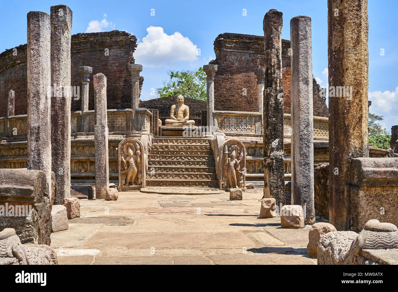 L'ancienne Vatadage à Polonnaruwa, Sri Lanka Banque D'Images