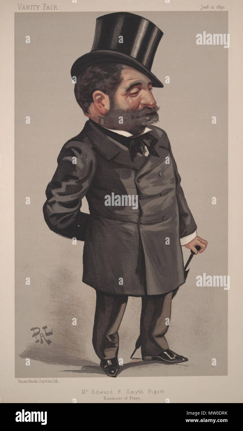 . Les hommes du jour no456 : Caricature de Monsieur Edward Frederick Smyth Pigott MA. Edward Frederick Pigott Smyth (1824-1895) était un avocat, journaliste (alias 'Le Chat Huant'), et l'autocensure [1]. Sous-titre suivant : 'examinateur des parties". 11 janvier 1890. 'PAL', Jean de Paléologue (1855-1942). 484 Edward Frederick Smyth Pigott, Vanity Fair, 1890-01-11 Banque D'Images