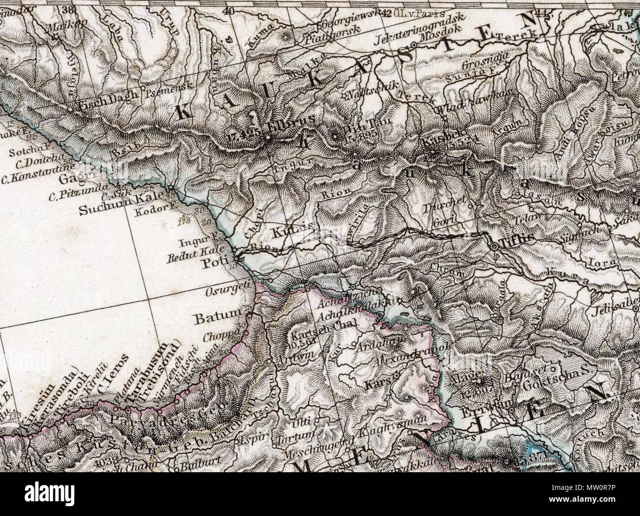 . Anglais : Mittellandische Nord-Afrika und das Meer. Maassstab 1:7.500.000. (Ostliches Blatt.) Von A. Petermann. Bearbeitet von L. Friederichs en u. Habenicht. Poppey Gest. C. u. Jungmann. Gotha : Justus Perthes 1875. 1875. 576 Stieler, Adolf Stieler, Adolf. Mittellandische Nord-Afrika und das Meer. ED 1875 Banque D'Images