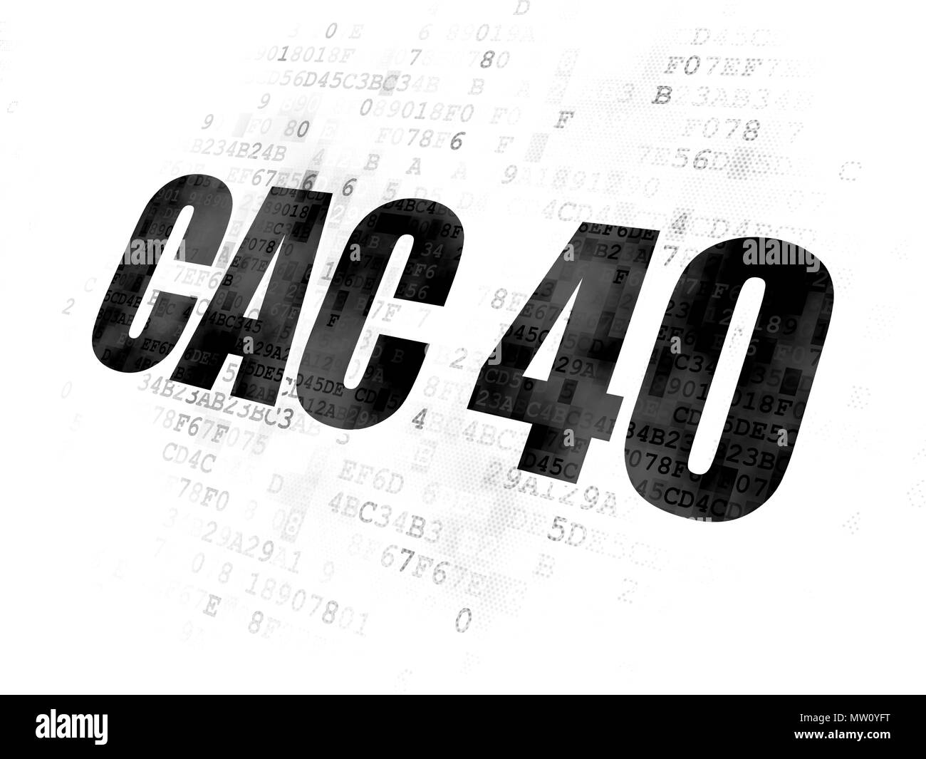 Concept : les indices boursiers CAC 40 Pixelated texte noir sur fond numérique Banque D'Images