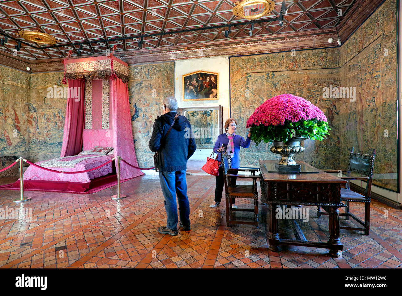 Les cinq Chambre de la reine / Chambre des cinq reines, Château de Chenonceau, Chenonceau, Loire, Center-Val de Loire, France Banque D'Images