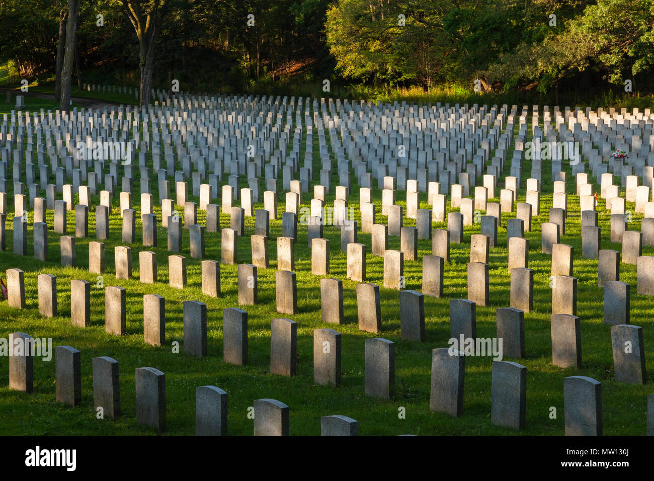 Le champ d'honneur pour les anciens combattants militaires canadiens morts au cimetière Woodland à Hamilton, Ontario, Canada. Banque D'Images