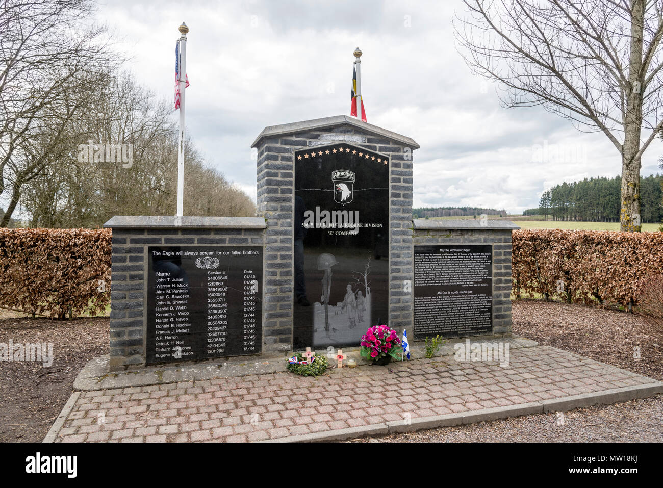 506e 101e Airborne memorial à Bastogne Belgique Banque D'Images