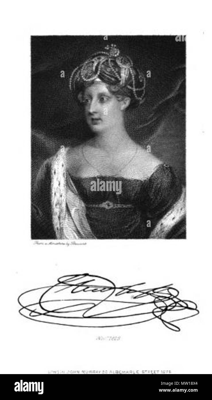 . Anglais : Portrait de la princesse Charlotte et sa signature . Portrait : pré-1817, probablement publiés gravure 1874, adaptée par personne inconnue. Pré-1817 Signature (Charlotte meurt en 1817). Stewart (prénom non précisé), la Princesse Charlotte de galles 501 Princess Charlotte Augusta de galles (portrait et signature) Banque D'Images