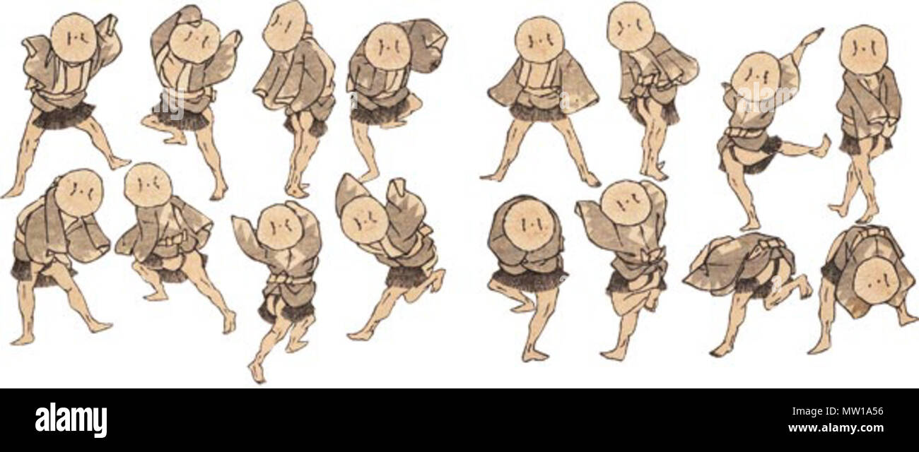 . Anglais : Suzume Odori-zu (Dancing moineaux) dans le Volume 3, Hokusai Manga . 1815 (Bunka 12). Chargé par utilisateur:Jimfbleak, original par Hokusai (1760-1849) 581 Suzume Odori Banque D'Images