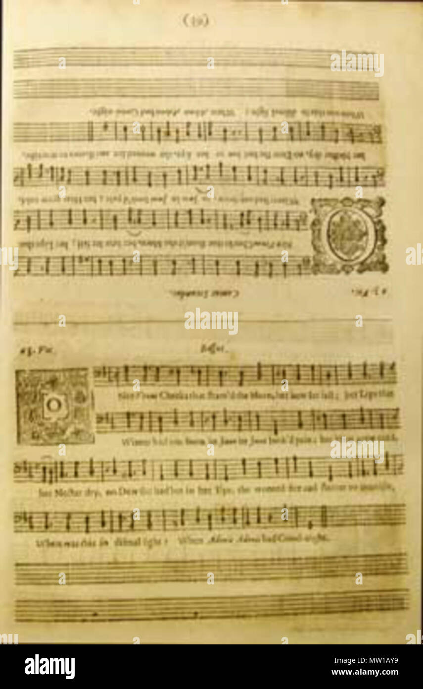 . Le tableau de bord l'impression à partir d'Henry Lawes. Le conseil du trésor de musick : contenant ayres et dialogues à chanter au théorbe-luth ou basse de viole. Londres, imprimé par William Godbid pour John Playford, 1669. Imprimé 1669. Lawes/Godbid 584 Tableau de bord, Lawes Banque D'Images