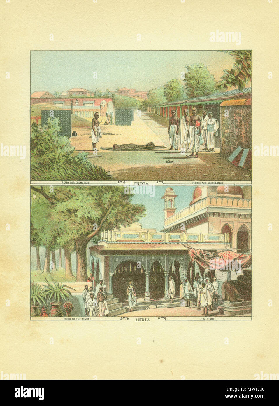 . English : 'George Moerlein et partie dans l'inde' 'Chromolithographs fabriqués à partir de peintures faites en 1874 par George Moerlin et publié dans son livre, UN VOYAGE AUTOUR DU MONDE (Cincinnati, Ohio) : M. & R. Timisoara, 1886).' Agra vues* Le bain dans le Gange à Bénarès* Bombay visites* Ceylan vues*, de Darjeeling Himalaya* bien à Cawnpore Memorial* Railroad à Kandy (Ceylan)* Railroad jusqu'l'himalaya* scènes religieuses* Scènes de la vie quotidienne des Indiens* Le Taj à Agra (vue du jardin)* Voir de Calcutta* . 1874. Chromolithographs fabriqués à partir de peintures faites en 1874 par George Moerlin et publishe Banque D'Images