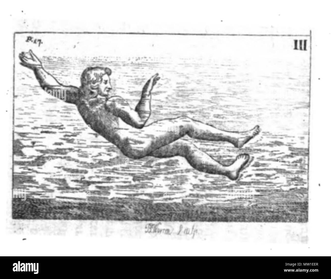. Anglais : plaque de cuivre gravure, numérotés comme dans le titre . 1789. Illustré par une plaque de cuivre de 40 coupes. Texte par par Monsieur Thevenot. Le fait hors de l'anglais, publié par John inverseur, libraire papetier et Printseller peu de Moorgate, London Wall. 592 L'Art de la Natation-3 Banque D'Images