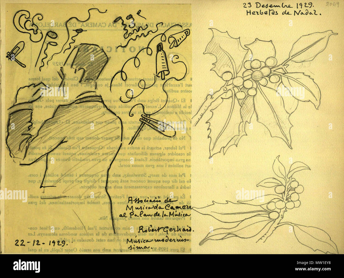 . Joaquim Renart (document conservat a la Biblioteca de Catalunya) 518 Retrat de Robert Gerhard Banque D'Images